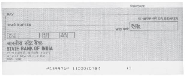 Bank Cheque A sample bank cheque